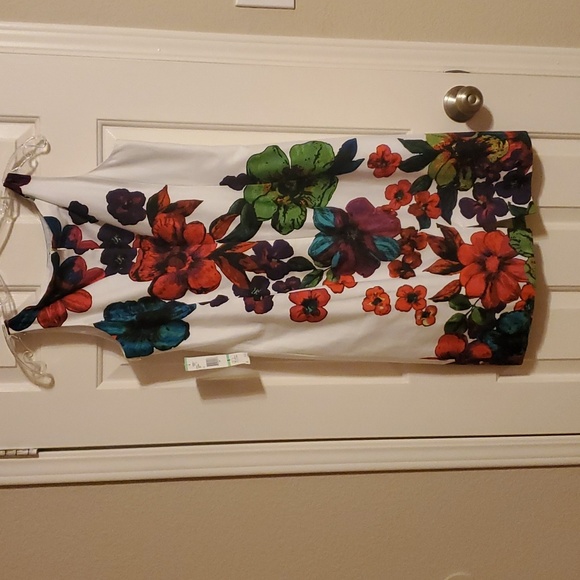 Women's Brand New Jones New York White and Floral Size 8 Dress - Picture 2 of 7